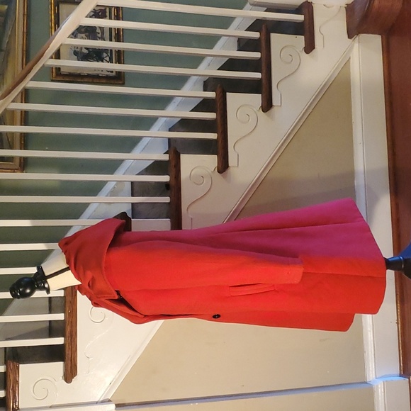 Vibrant red shawl collar dress coat - Picture 6 of 11